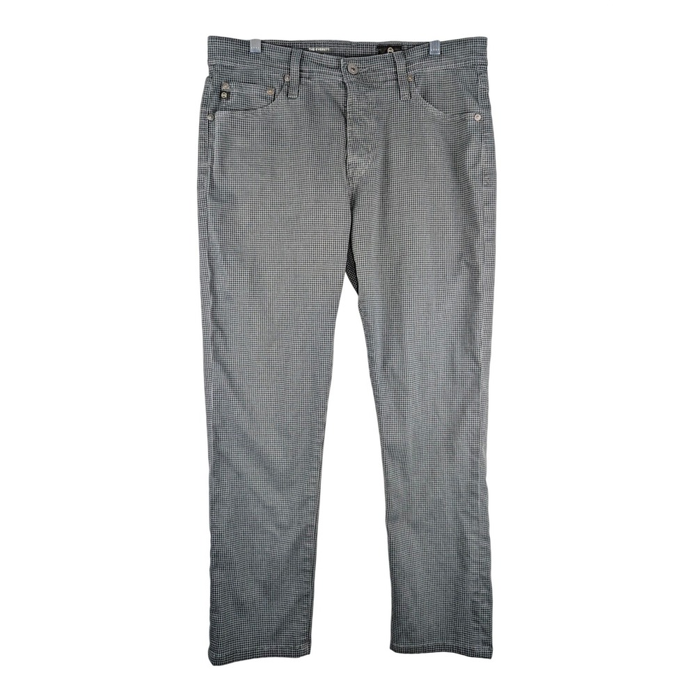 Adriano Goldschmied The Everett Pants Mens 33x28 Grey‎ Micro Check Slim Straight